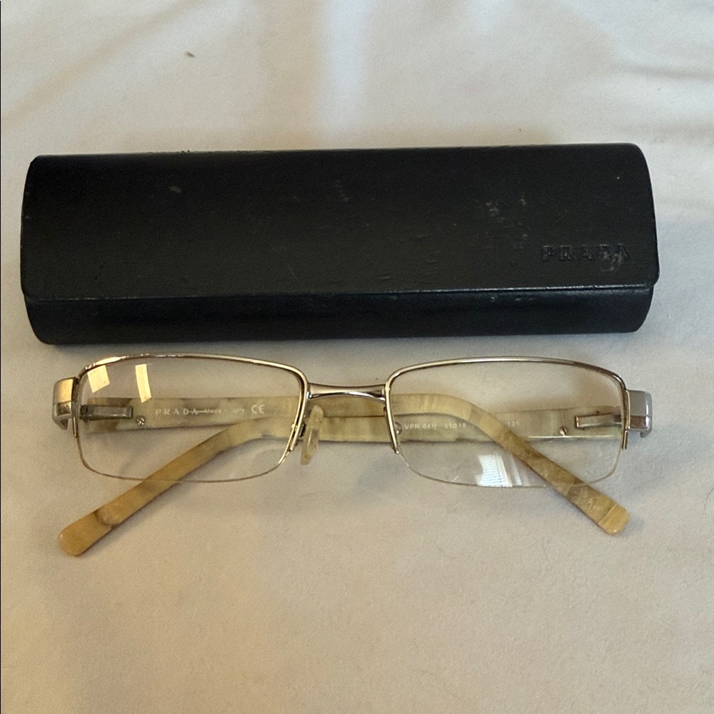 Prada Silver and Tan Women's Glasses